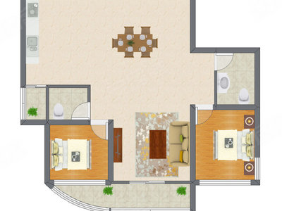 2室2厅 78.66平米户型图