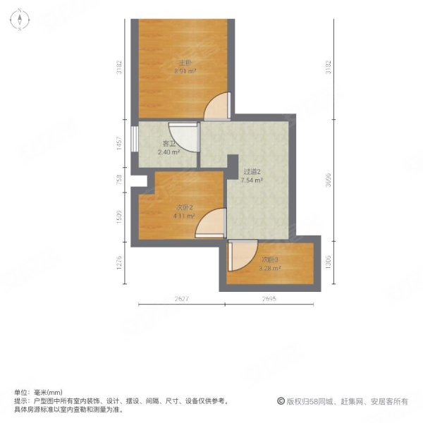 联发龙洲湾1号(二期别墅)3室1厅1卫128.28㎡南北135万