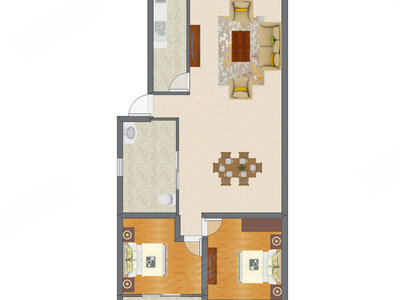 2室1厅 78.34平米户型图