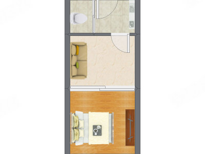 1室1厅 25.49平米户型图