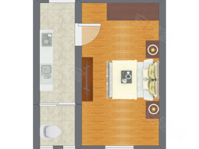 1室0厅 34.51平米户型图