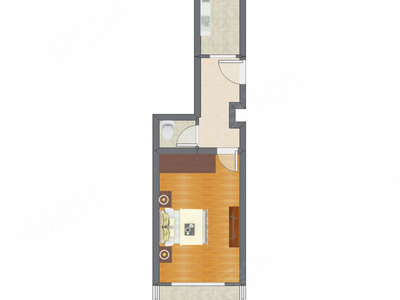 1室1厅 41.41平米户型图