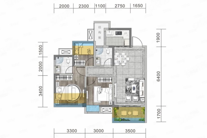 金成德信锦绣天成3室2厅85㎡80万二手房图片