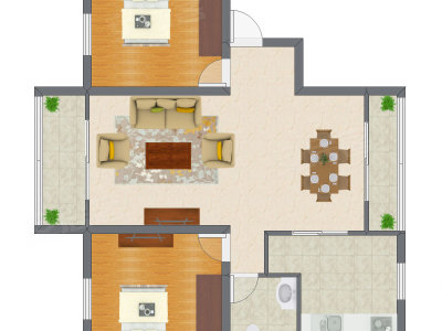 2室2厅 79.17平米户型图