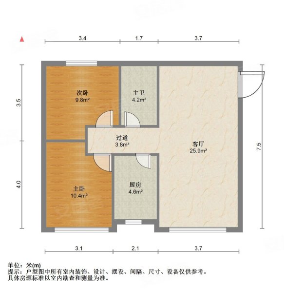 首尔甜城方立方2室1厅1卫77㎡南北45.5万