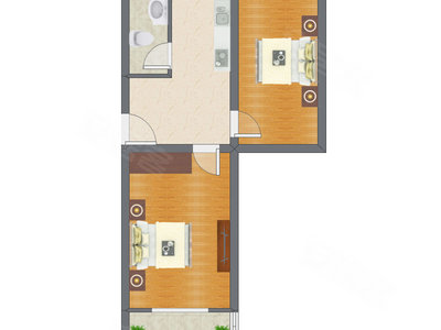2室1厅 60.01平米户型图