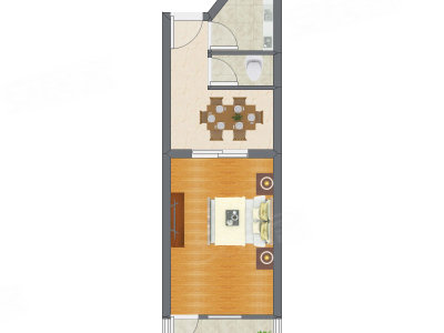 1室1厅 40.89平米户型图