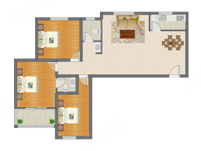 3室2厅 127.62平米