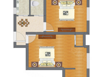 2室1厅 55.50平米