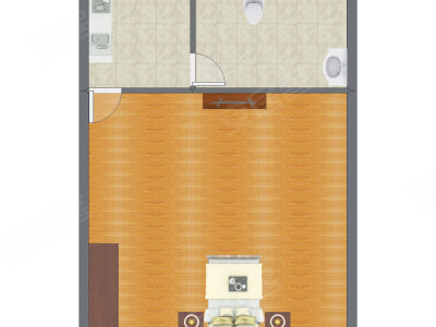 1室0厅 52.54平米户型图