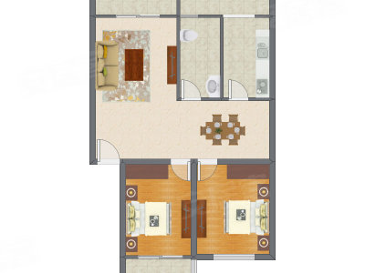 2室2厅 101.89平米户型图