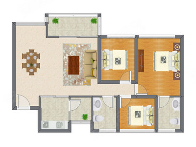 3室2厅 83.14平米