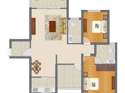 2室2厅 115.11平米