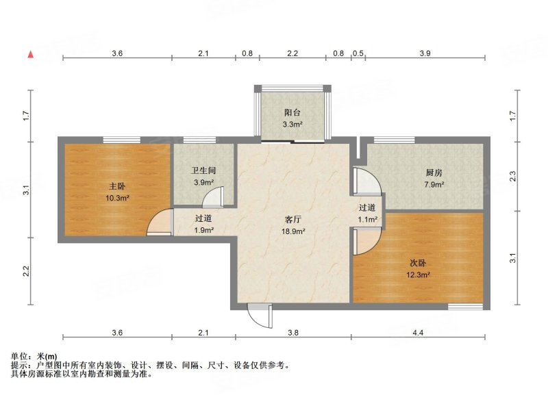 听涛雅苑2室2厅1卫7636㎡南北368万