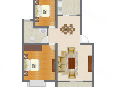 2室2厅 69.25平米