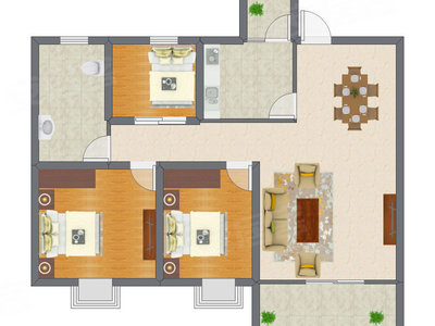 3室2厅 88.50平米