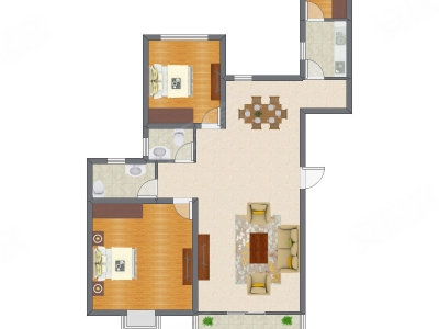 2室2厅 95.87平米户型图