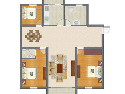 3室2厅 96.37平米