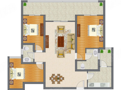 3室2厅 133.45平米