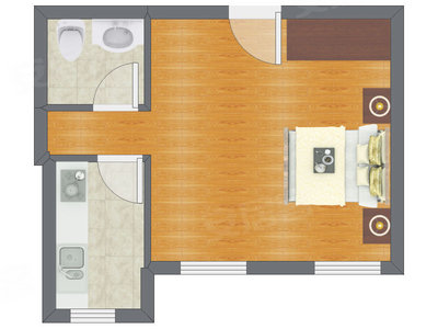 1室0厅 50.76平米户型图