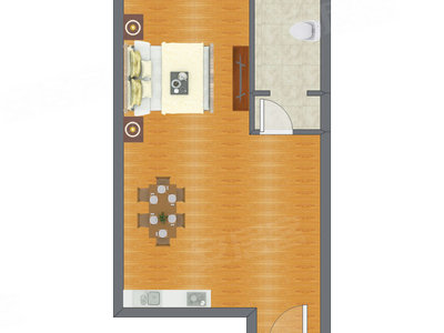 1室1厅 50.34平米户型图