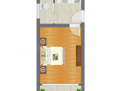 1室0厅 34.00平米户型图