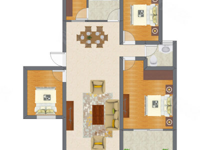 3室1厅 75.06平米