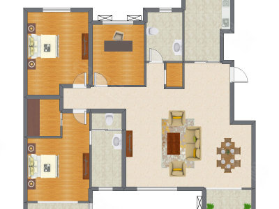 3室2厅 170.56平米户型图