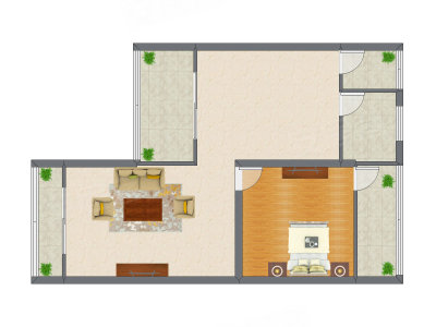 1室0厅 26.73平米户型图