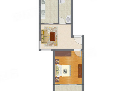 1室1厅 55.65平米户型图
