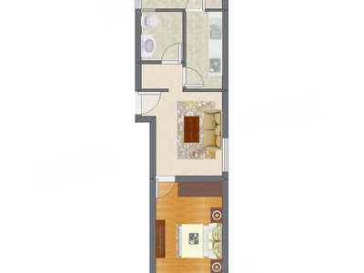 1室1厅 55.18平米户型图