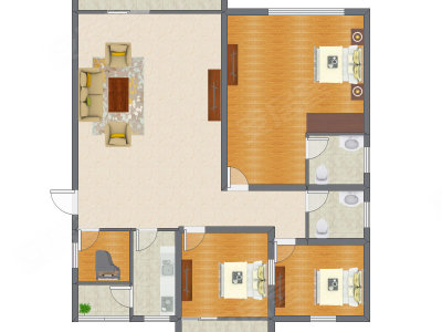3室1厅 143.94平米户型图