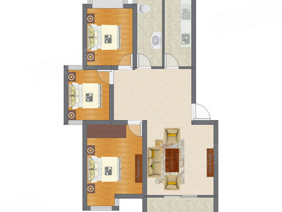 3室2厅 92.77平米户型图