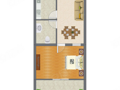 1室2厅 59.55平米
