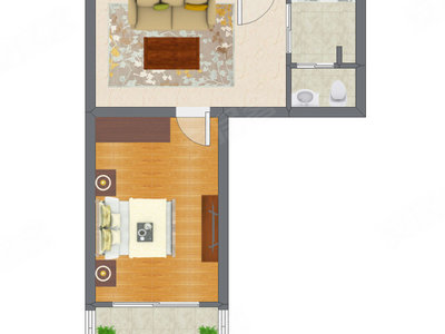 1室1厅 45.00平米