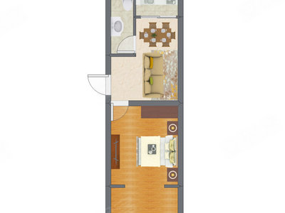 1室1厅 29.98平米户型图