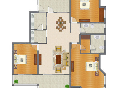 3室2厅 163.49平米户型图