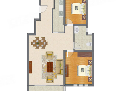2室2厅 105.35平米户型图