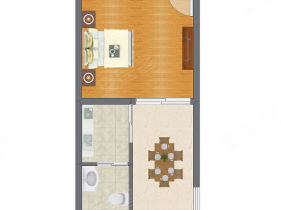 1室1厅 44.06平米
