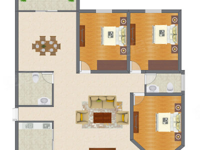 3室2厅 136.37平米户型图