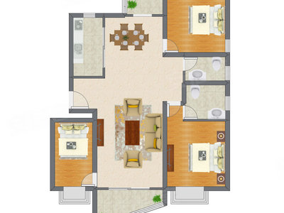 3室2厅 126.69平米
