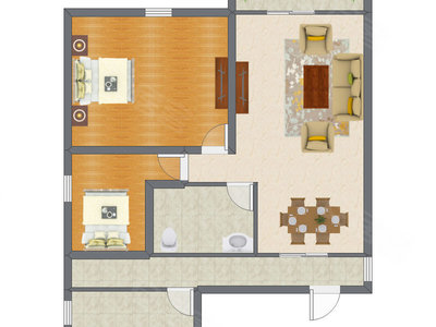 2室2厅 88.13平米户型图