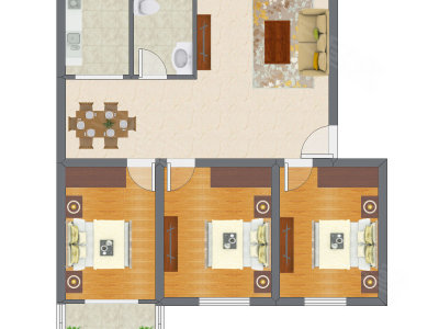 3室2厅 108.64平米