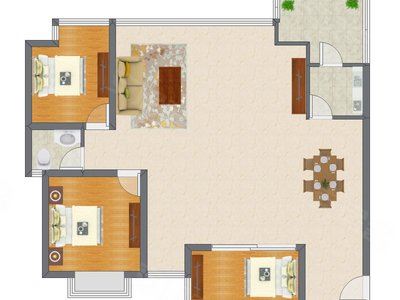 3室2厅 131.05平米