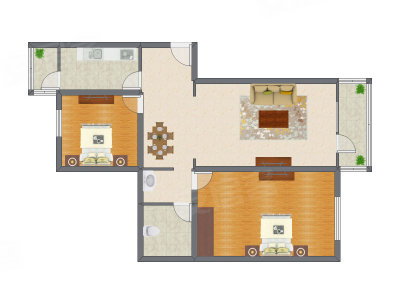 2室2厅 160.54平米户型图