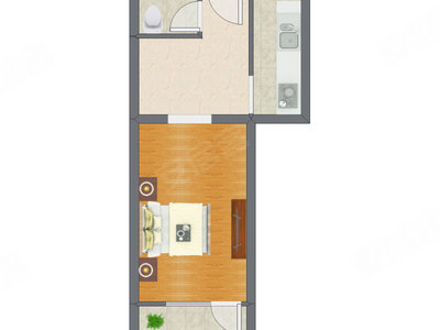 1室1厅 45.70平米户型图