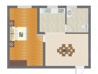 1室1厅 65.00平米
