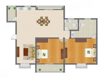 2室2厅 150.58平米户型图