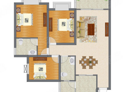 3室2厅 110.78平米户型图