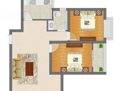2室1厅 87.00平米户型图